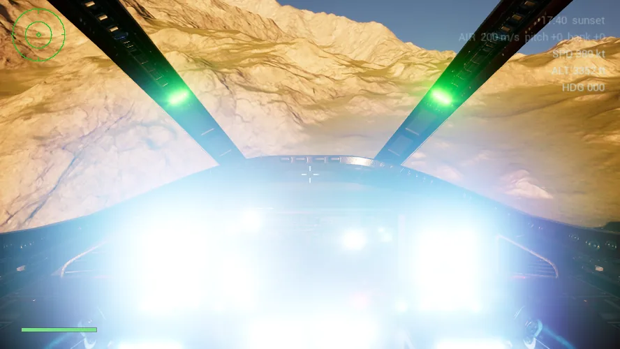 The scout low over Fernrock's mountains, the flight data block on the canopy