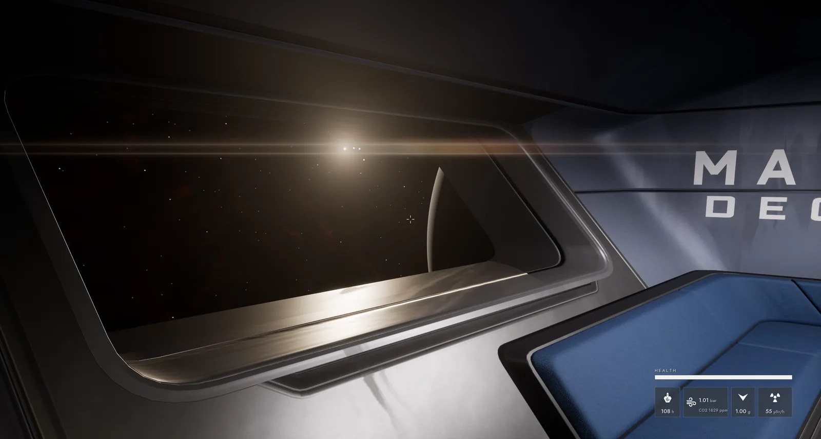 A bright star seen through a wardroom window of the Calliope