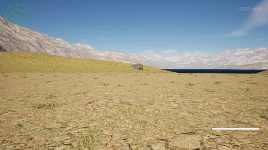 Grassland on Marnfell running down to a grey sea with mountains on the far shore